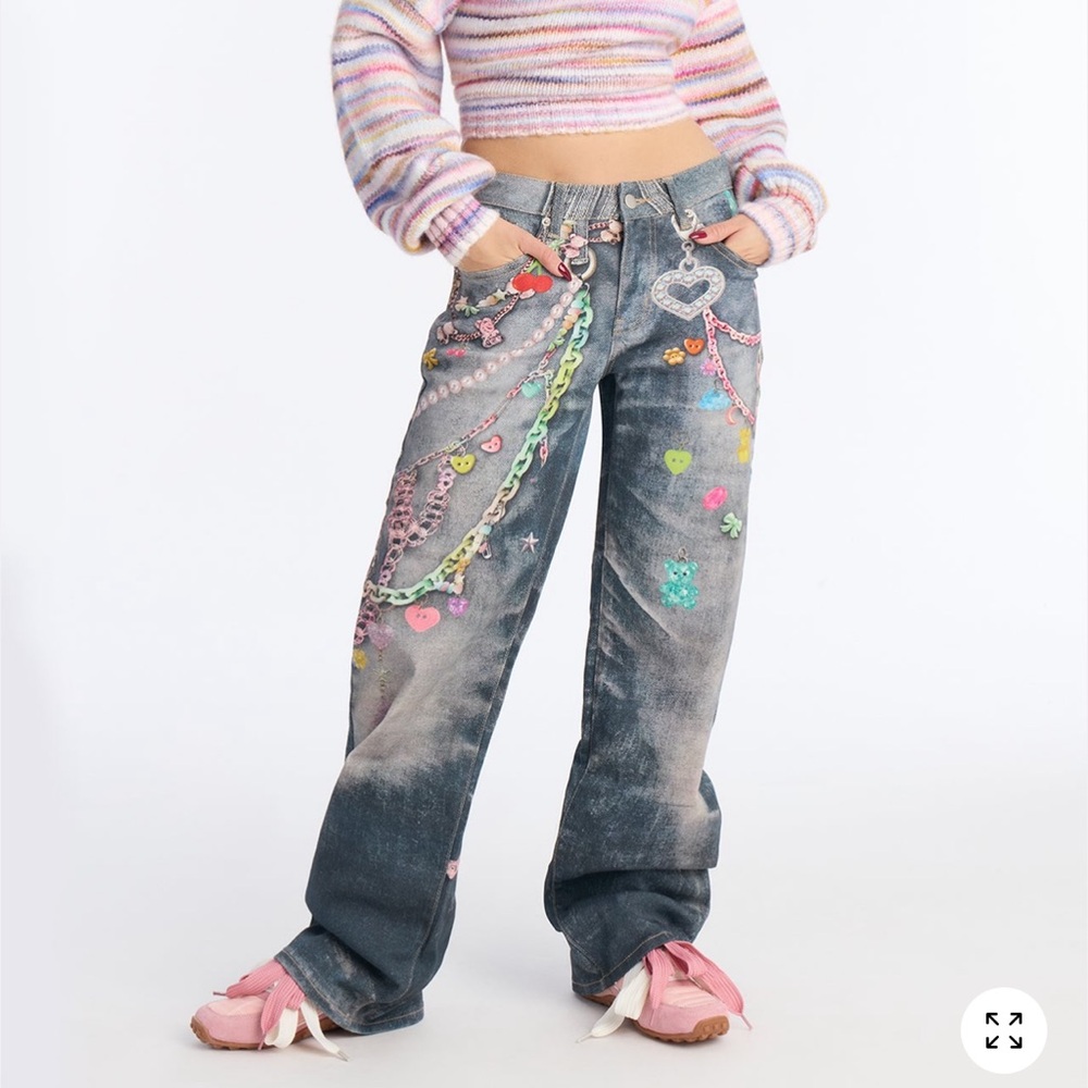 Fashion Nova Sweet Charms Printed Straight Leg jeans